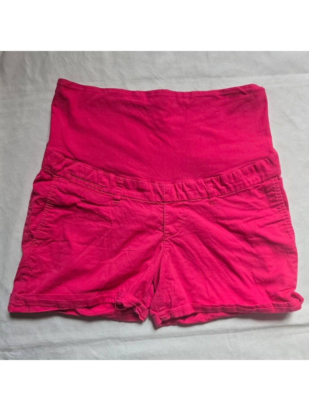 Maternity Pink Cotton Blend Shorts Size US 12 EU 42 with Stretch Waistband